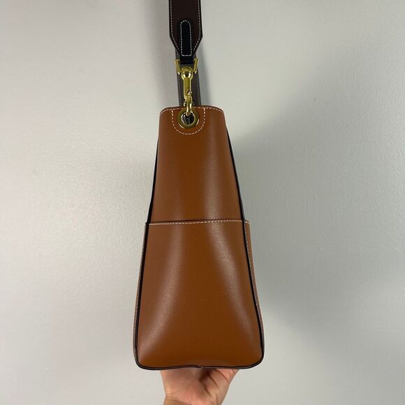 AALLYN Jordan Leather Bucket Bag -Cognac/Gold Hardware - Picture 7 of 16